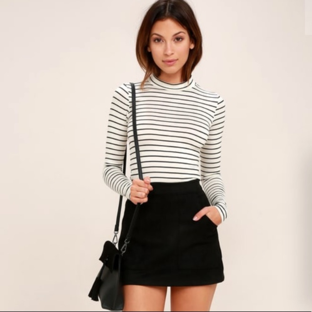 Lulu’s stripes mock neck long sleeve tee. NWOT
